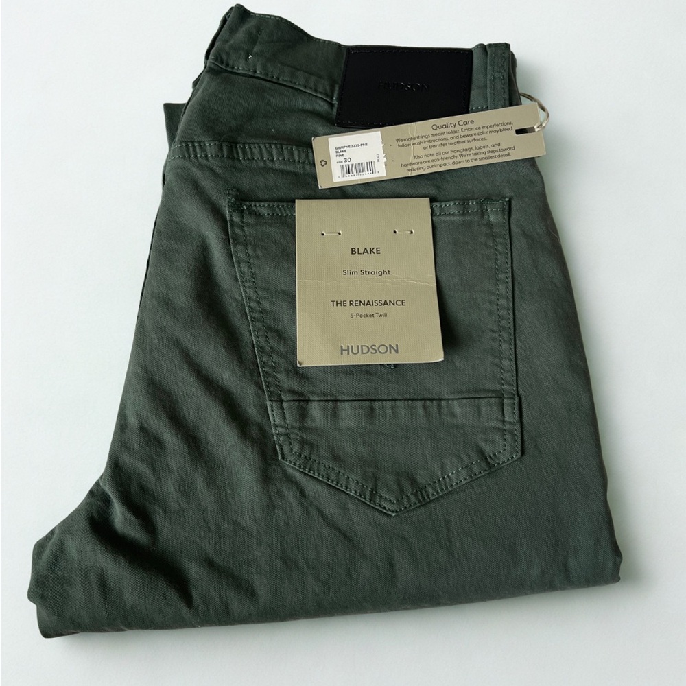 Hudson Jeans Men's Green Slim Straight Denim